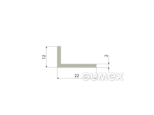 "L" Gummiprofil, 12x22/2mm, 50°ShA, EPDM, -40°C/+100°C, grau, 